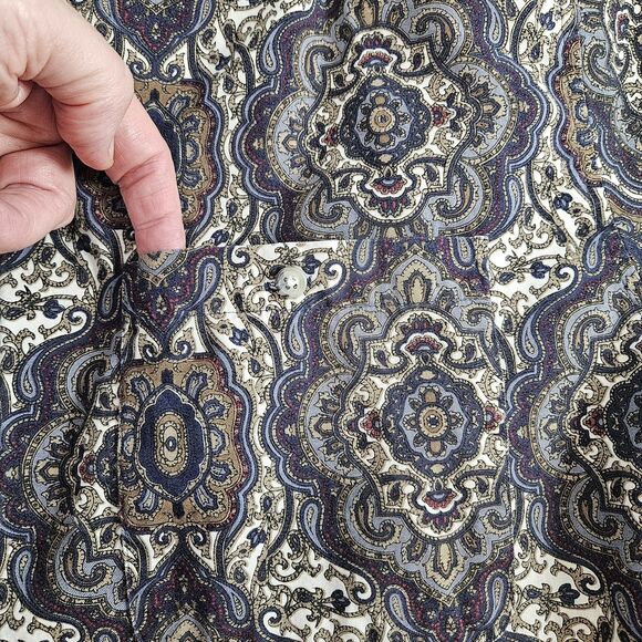 Architect Shirt Mens Sz. M button down long sleeve Geometric browns blues - Picture 4 of 10